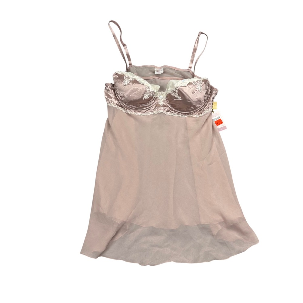 Gilligan O'Malley Mauve Pink Satin Lace Underwire Babydoll Chemise NWT XL